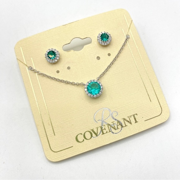 RS Covenant Cubic Zirconia Necklace & Earrings Set on Card - Picture 7 of 7